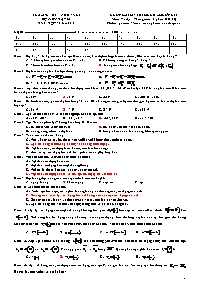Đề ôn luyện sát hạch chương 2 Vật lí lớp 10 - Năm học 2016-2017 - Trường THPT Xuân Mai